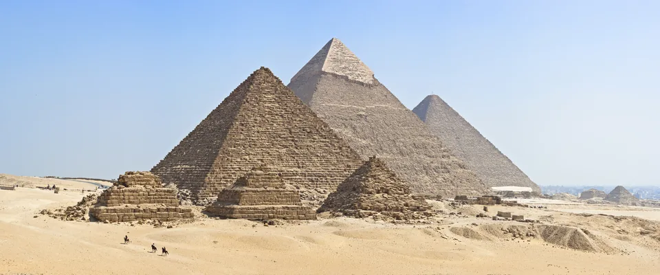 The pyramids of Giza, west of Cairo